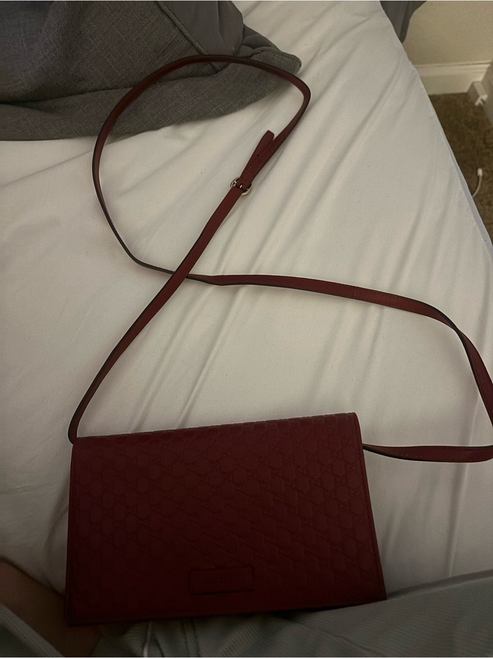 Gucci Burgundy Embossed Crossbody Bag